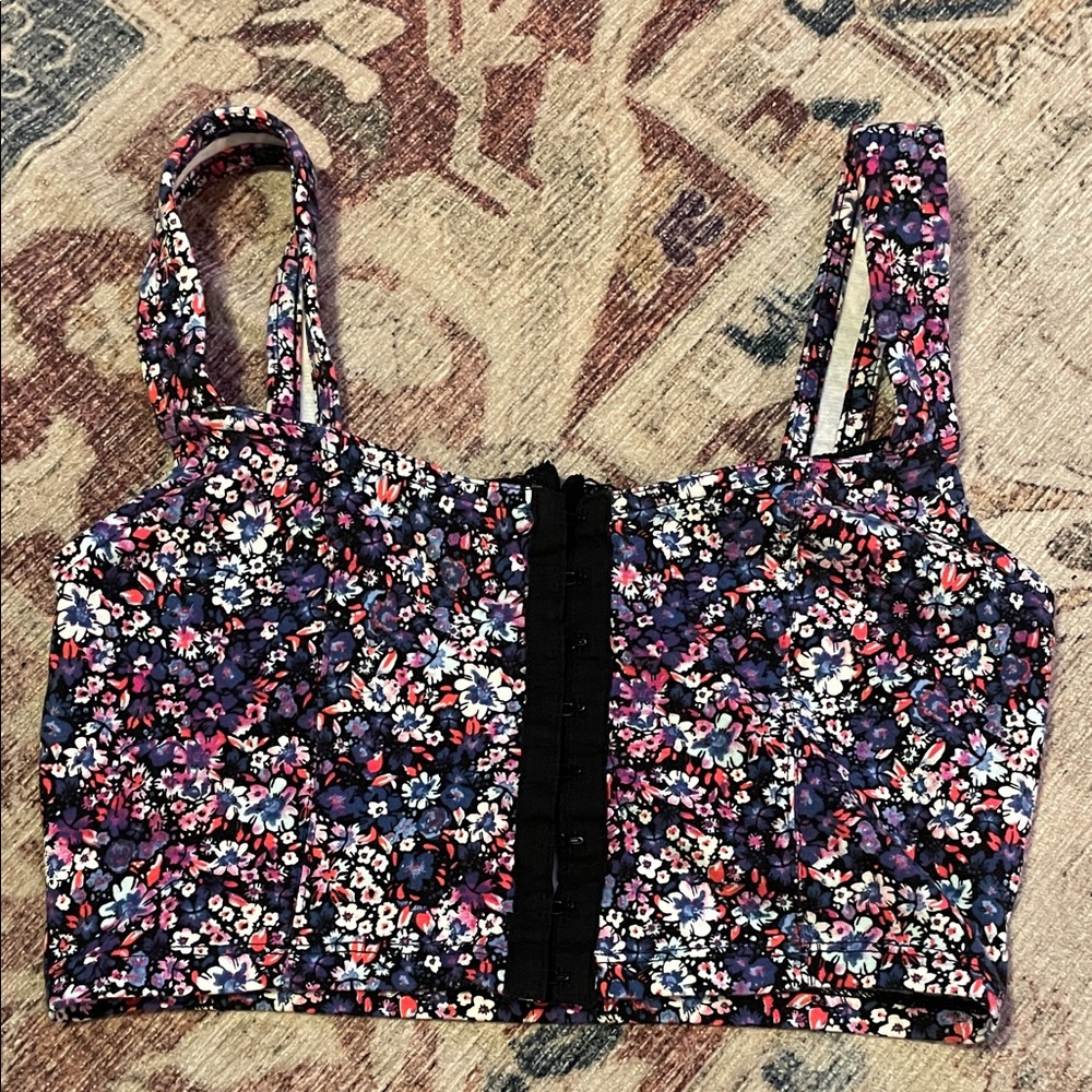 Mudd Floral Crop Top - Black and Multicolor